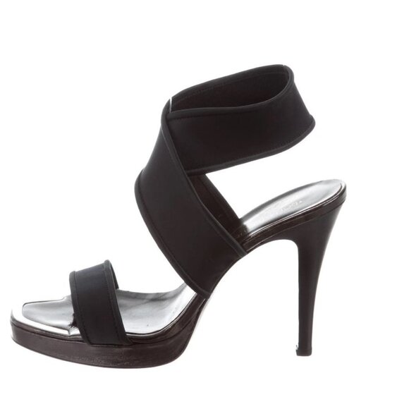 DONALD J PLINER Idra Crossover Sandals Pewter satin elastic 8.5 - Picture 2 of 7